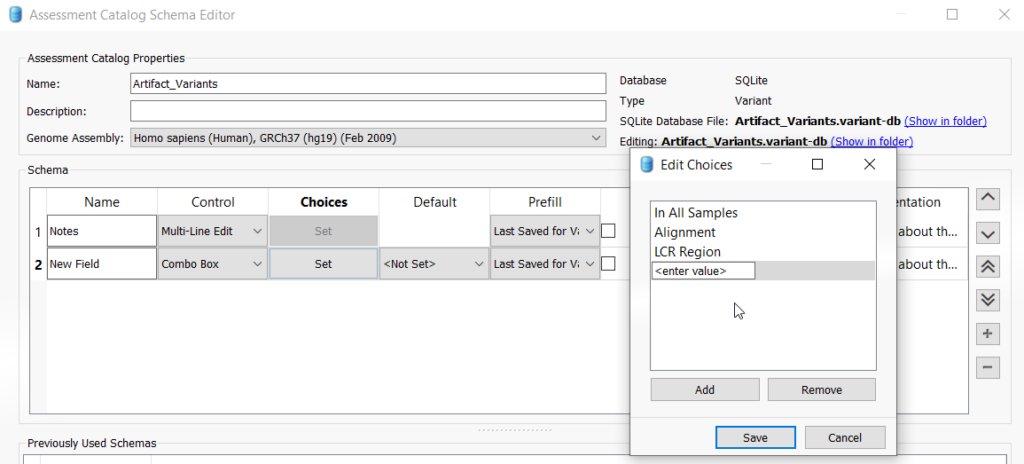 Figure 5: Adding a ComboBox options field to assessment catalogs