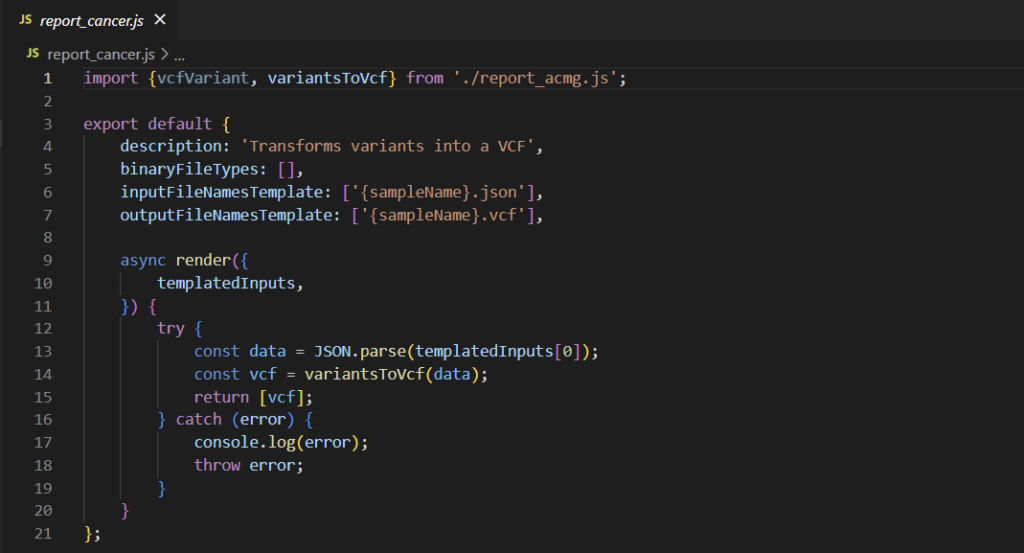 Figure 4: Our report_cancer.js example