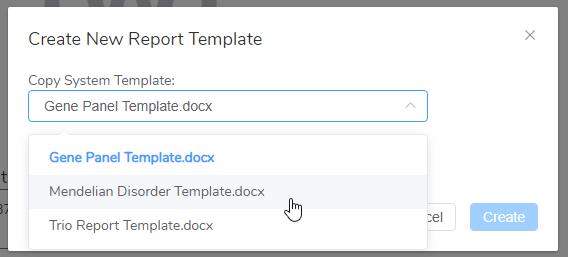 Figure 3: New Report Template Options.