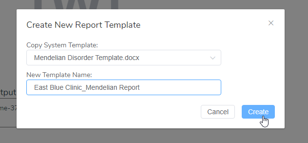 Figure 4: Creating a new report template. 