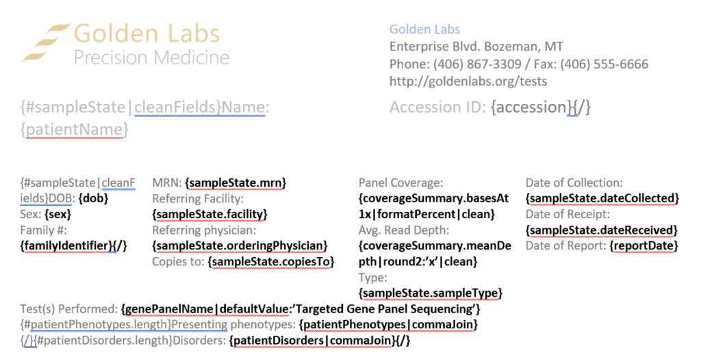 Figure 8: Bare-bones report template.