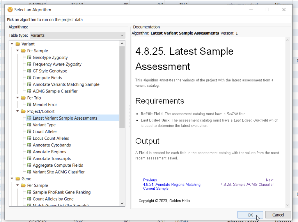 Figure 1: Latest Sample Assessment algorithm.