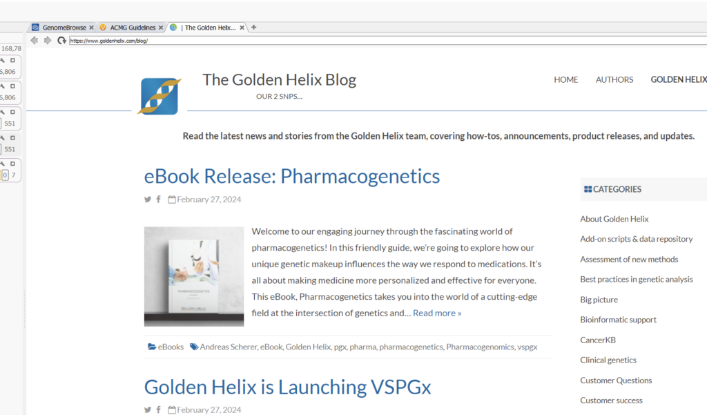 Figure 2: Screen capture of the integrated VarSeq WebBrowser.