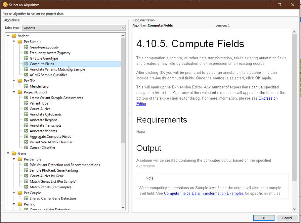 Figure 2: Selecting "Compute Fields"
