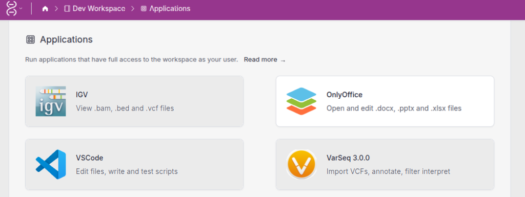 VSWarehouse 3 applications view