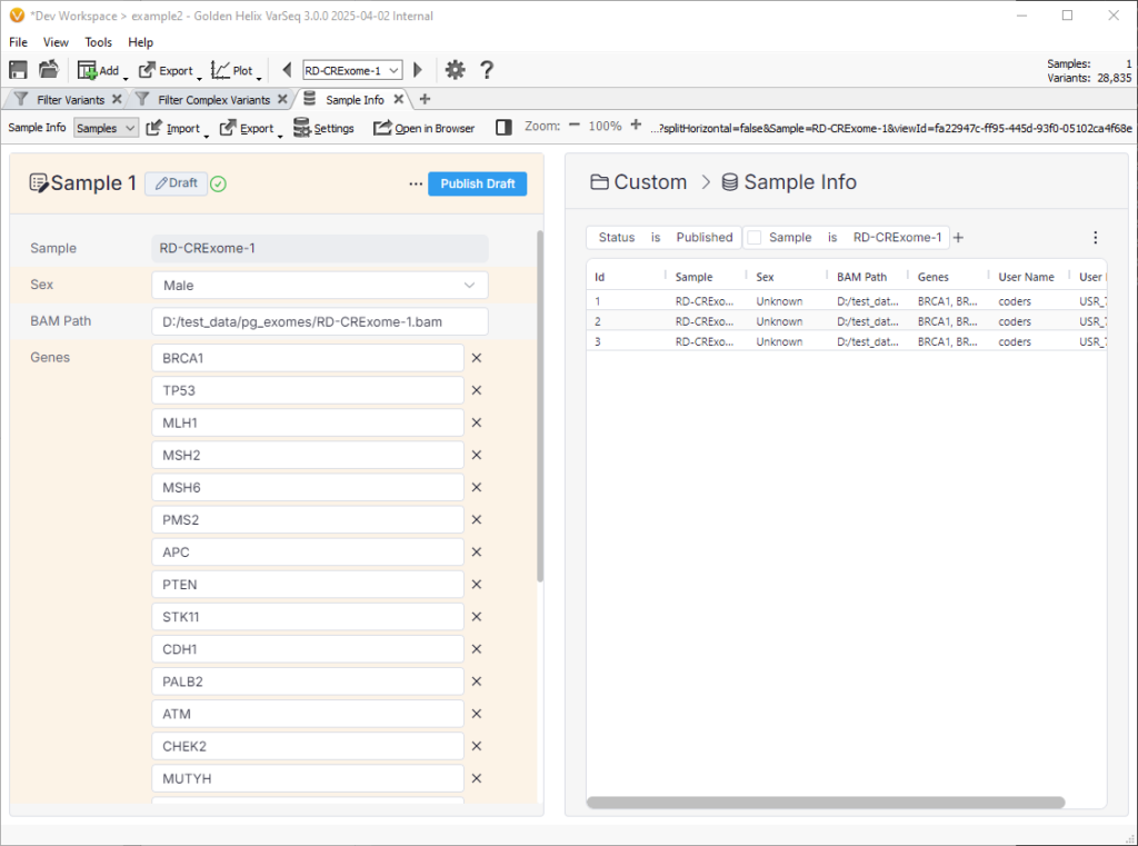 Editing Sample Fields