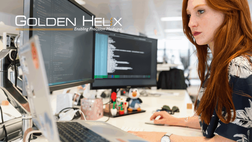 Woman working at computers