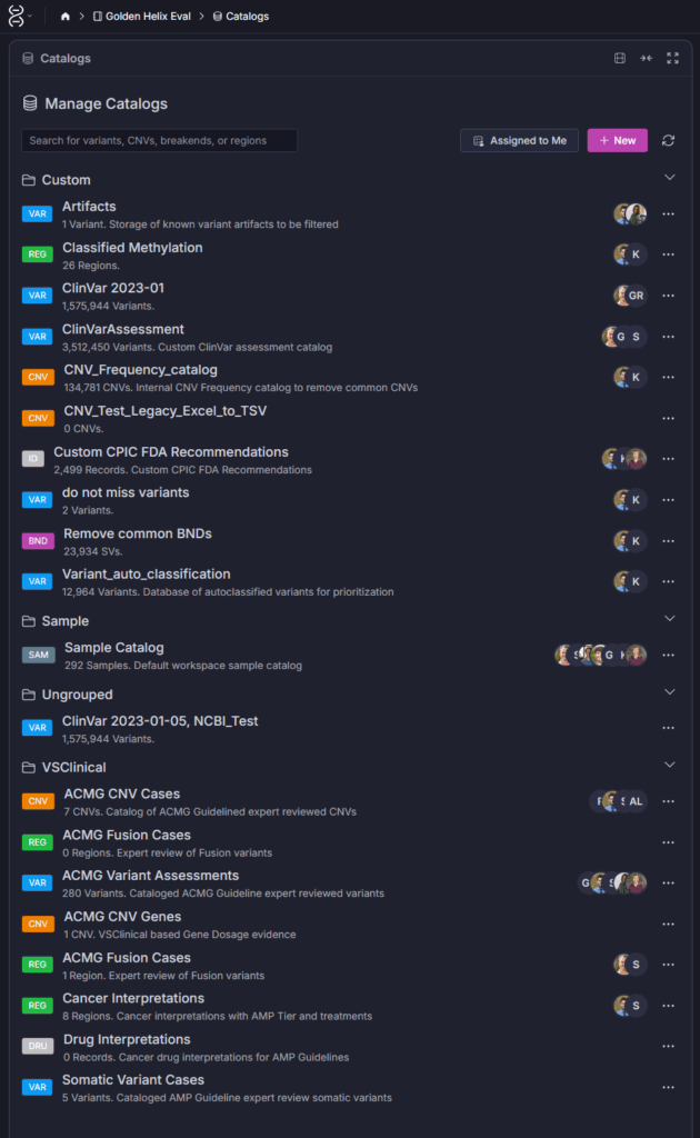 Your Variant Knowledge Base: Getting the Most from Assessment Catalogs in VSWarehouse
