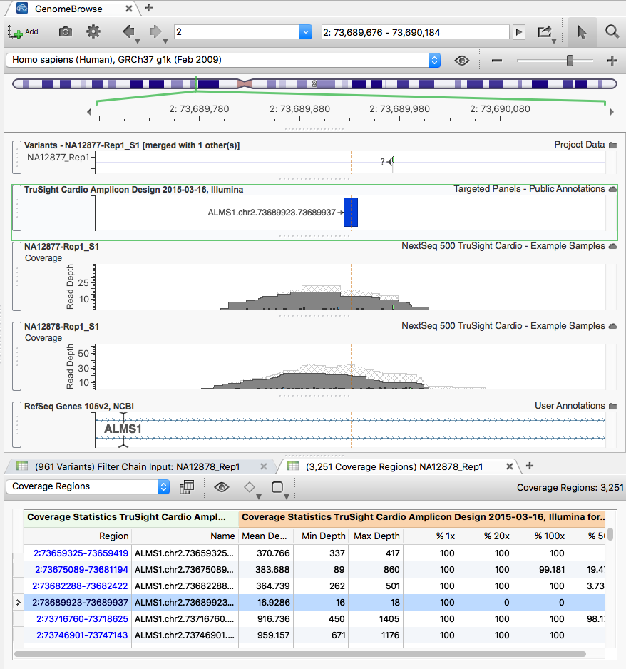 GenomeBrowse view of low-coverage regions