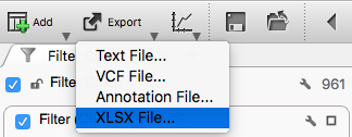 Export button menu with format options