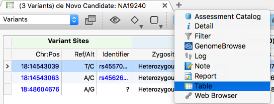Adding a new table view in VarSeq