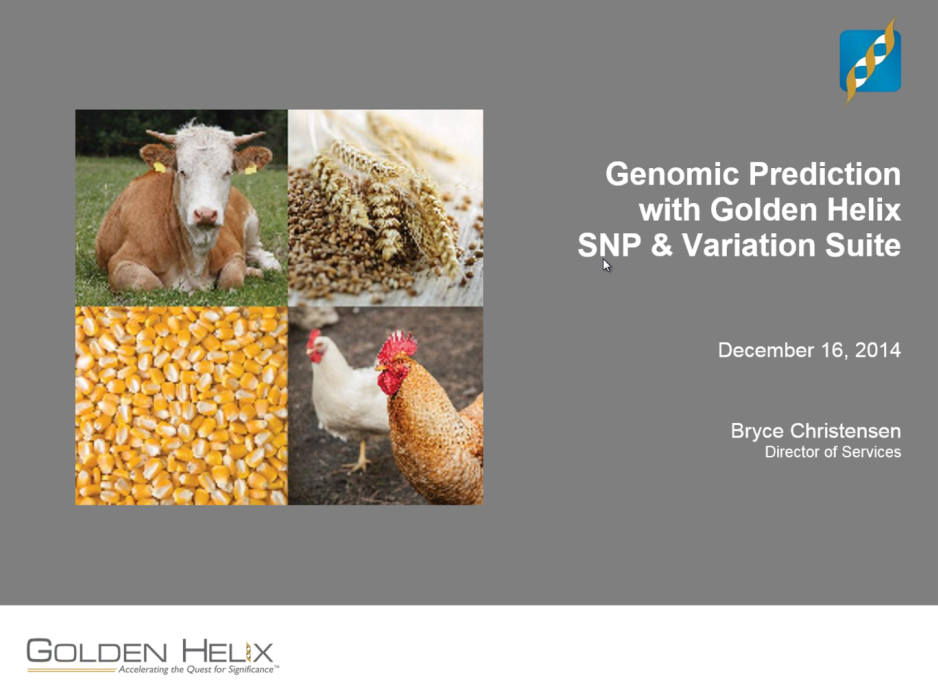Genomic Prediction with Golden Helix SNP & Variation Suite