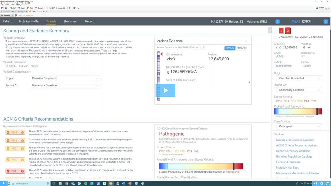 AMP-Based Variant Classification with VSClinical