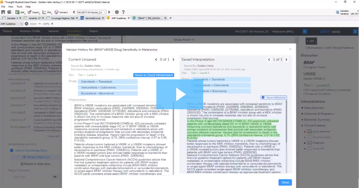 Efficiently Following the AMP Guidelines with VSClinical and Golden Helix CancerKB